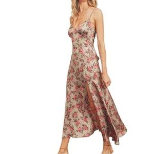 Dress Forum Floral Print Satin Midi Dress